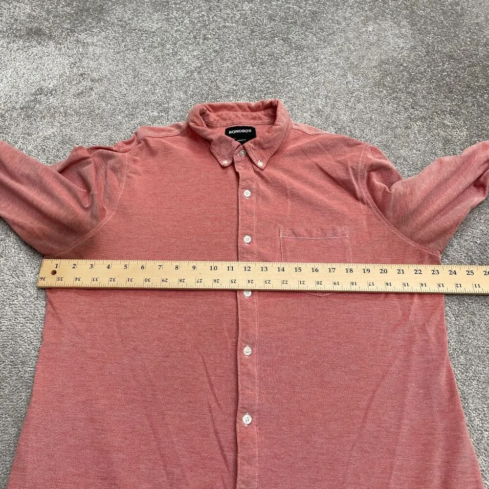 Bonobos Standard Fit Button Down Shirt Mens XL Brick Red Long Sleeve Cotton Knit